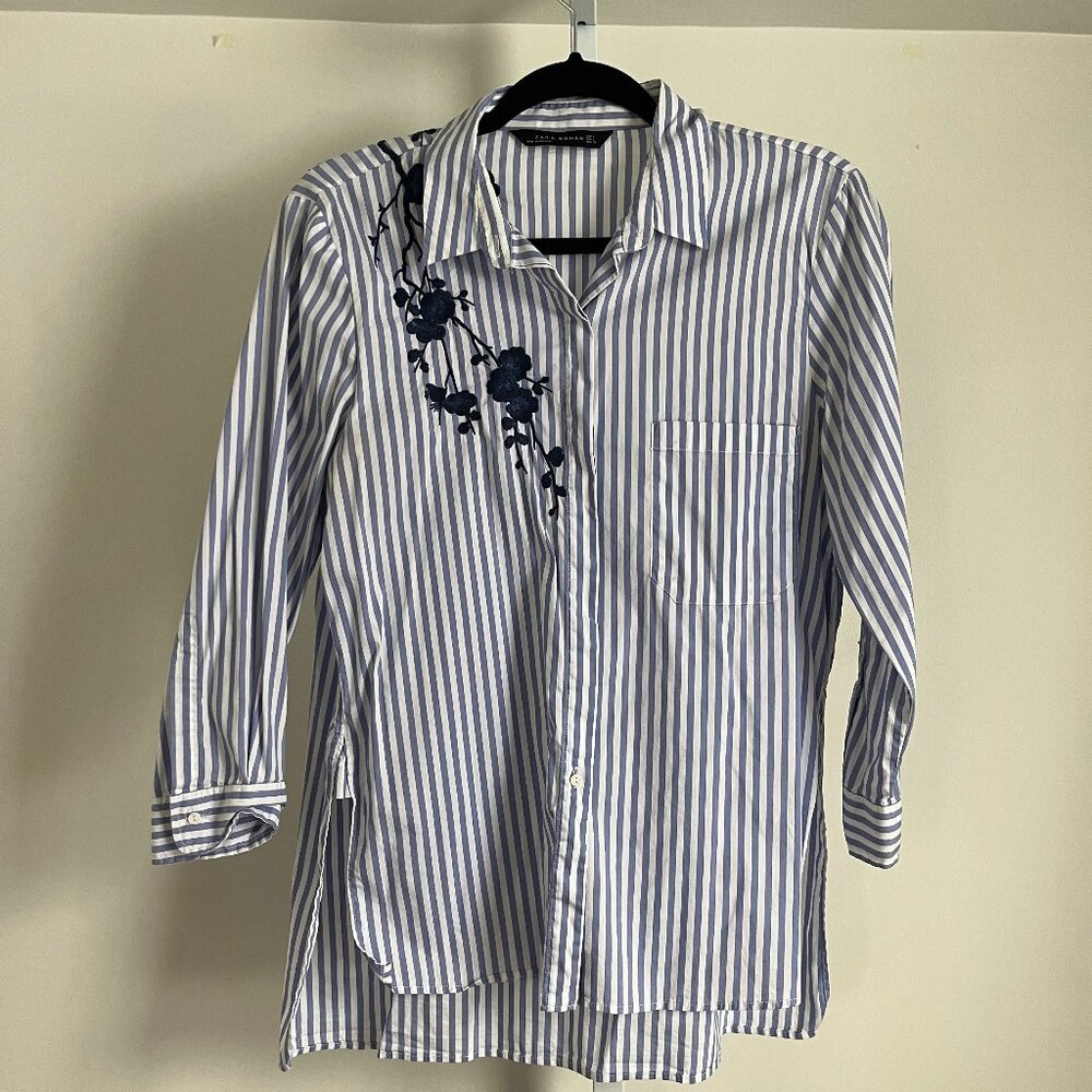 Zara Floral Embroidered Button-up